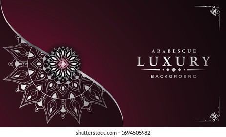 Luxury Mandala Islamic Background with
Arabesque Pattern, Ornamental Background . Wedding card, Cover.