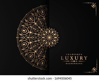 Lujoso Mandala islámico fondo con
Patrón árabe, Fondo ornamental . Tarjeta de matrimonio, tapa.