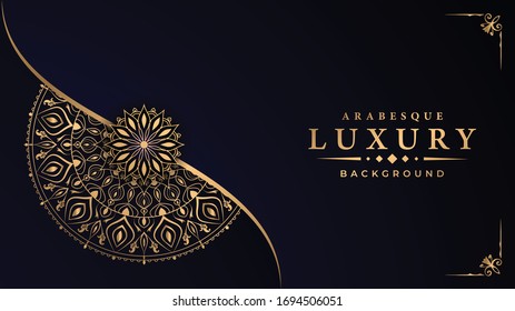 Luxury Mandala Islamic Background with
Arabesque Pattern, Ornamental Background . Wedding card, Cover.
