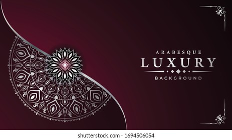 Luxury Mandala Islamic Background with
Arabesque Pattern, Ornamental Background . Wedding card, Cover.