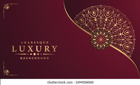 Luxury Mandala Islamic Background with
Arabesque Pattern, Ornamental Background . Wedding card, Cover.