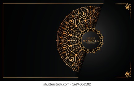 Luxury Mandala Islamic Background with
Arabesque Pattern, Ornamental Background . Wedding card, Cover.