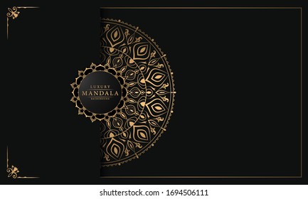 Luxury Mandala Islamischer Hintergrund mit
Arabeske Muster, Zierhintergrund. Hochzeitskarte, Cover.