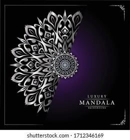 Lujoso Mandala Fondo Islámico con Patrón Arábico, Fondo Ornamental . Tarjeta de matrimonio, tapa. 