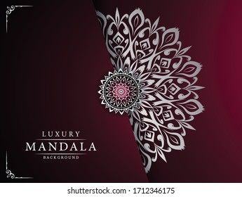 Luxury Mandala Islamischer Hintergrund mit arabischem Muster, Zierhintergrund. Hochzeitskarte, Cover. 
