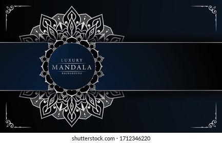Lujoso Mandala Fondo Islámico con Patrón Arábico, Fondo Ornamental . Tarjeta de matrimonio, tapa. 