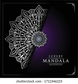 Lujoso Mandala Fondo Islámico con Patrón Arábico, Fondo Ornamental . Tarjeta de matrimonio, tapa. 