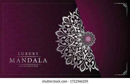 Lujoso Mandala Fondo Islámico con Patrón Arábico, Fondo Ornamental . Tarjeta de matrimonio, tapa. 