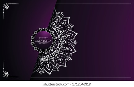 Lujoso Mandala Fondo Islámico con Patrón Arábico, Fondo Ornamental . Tarjeta de matrimonio, tapa. 