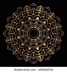 Luxury Mandala Islamic Background with Golden Arabesque Pattern, Ornamental Background . Wedding card, Cover.
