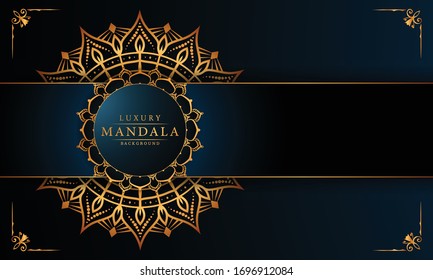 Luxury Mandala Islamic Background with Golden Arabesque Pattern, Ornamental Background . Wedding card, Cover. 