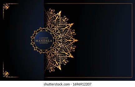 Luxury Mandala Islamic Background with Golden Arabesque Pattern, Ornamental Background . Wedding card, Cover. 