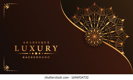 Luxury Mandala Islamic Background with Golden Arabesque Pattern
