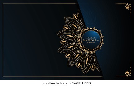 Luxury Mandala Islamic Background with Golden Arabesque Pattern, Ornamental Background . Wedding card, Cover.