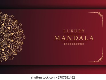 Luxury Mandala Islamic Background with Golden Arabesque Pattern, Ornamental Background . Wedding card, Cover.