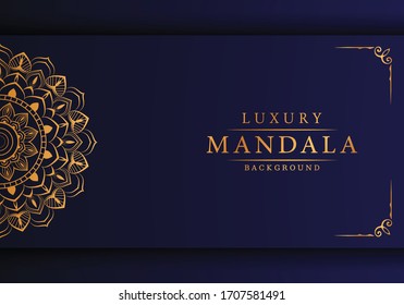 Luxury Mandala Islamic Background with Golden Arabesque Pattern, Ornamental Background . Wedding card, Cover.