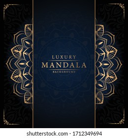 Luxury Mandala Islamic Background with Golden Arabesque Pattern, Ornamental Background . Wedding card, Cover. 