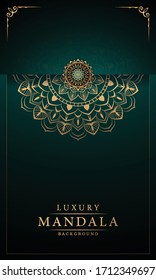 Luxury Mandala Islamischer Hintergrund mit goldenem arabischen Muster, Zierhintergrund. Hochzeitskarte, Cover. 