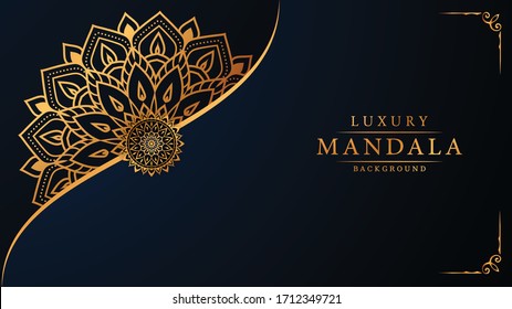 Luxury Mandala Islamic Background with Golden Arabesque Pattern, Ornamental Background . Wedding card, Cover. 