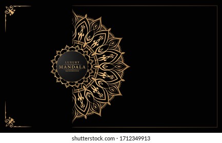 Luxury Mandala Islamic Background with Golden Arabesque Pattern, Ornamental Background . Wedding card, Cover. 