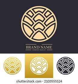 luxury mandala logo design illustration in golden color with floral concept. simple vector shape for company, brand or premium product