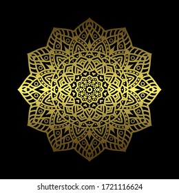 Mandala de lujo sobre fondo negro