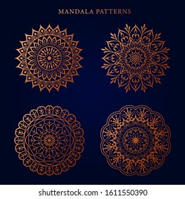 Luxury Mandala ornament. Colorful ornamental patternsTemplates with doodle tribal mandalas. Vector illustration for congratulation or invitation yoga islamic marriage