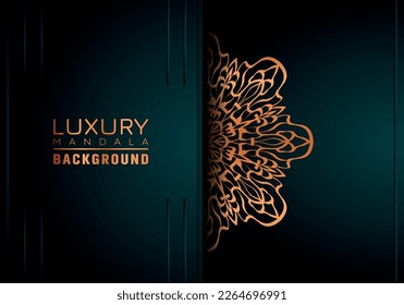 Luxury Mandala Ornamental Background Design With Golden Arabesque Pattern Style. Decorative Mandala Ornament For Print, Brochure, Banner, Cover, Poster, and Invitation Card.