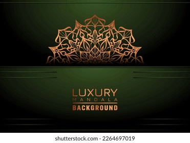 Luxury Mandala Ornamental Background Design With Golden Arabesque Pattern Style. Decorative Mandala Ornament For Print, Brochure, Banner, Cover, Poster, and Invitation Card.