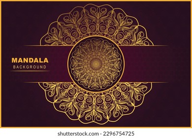 luxury mandala ornamental pattern background design in gold and red color template 