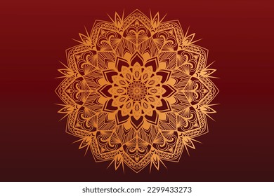 luxury mandala  ornamental pattern background design  in gold and red color template.
