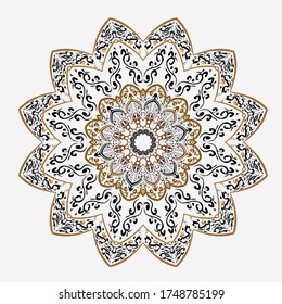 diseño de encaje de manala de lujo ornamento.círculo con tema de oro