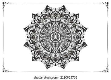 Luxury mandala pattern on a white background. Vector ornament with flourish design elements. Traditional Turkish, Indian motifs. Great for fabric and textile, wallpaper, packaging or any desired idea.