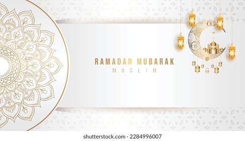 Mandala de lujo Ramadan Kareem El diseño islámico de fondo eps vector totalmente editable