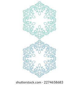 Luxury Mandala Set Green Blue isolated On White