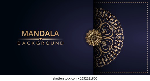 Mandala de lujo de fondo vectorial con estilo arabesco dorado