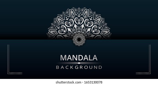 Mandala de lujo de fondo vectorial con estilo arabesco plateado, Mandala de lujo con estilo arabesco plateado