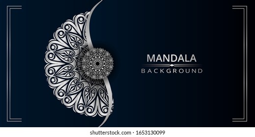 Mandala de lujo de fondo vectorial con estilo arabesco plateado, Mandala de lujo con estilo arabesco plateado