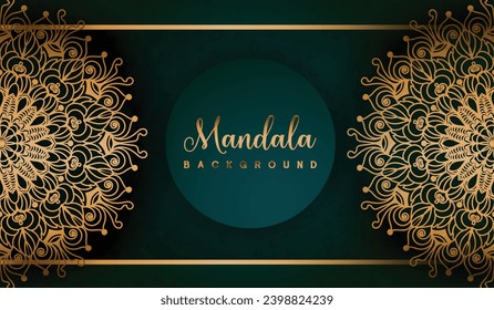 Diseño vectorial de Mandala de lujo con patrón de impresión dorada Diseño vectorial islámico árabe, portada, folleto, volante, banner