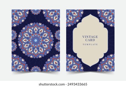 Luxury mandala wedding card invitation template. Arabic islamic background