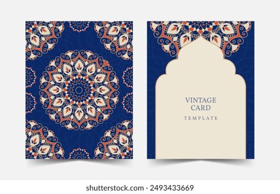 Luxury mandala wedding card invitation template. Arabic islamic background