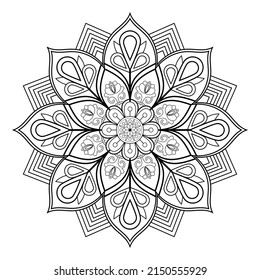 Luxury mandala white background, mandala coloring book wallpaper design, arabesque pattern Arabic Islamic east style. decorative mandala for print, cover, poster, banner, tattoo, flyer, greeting card