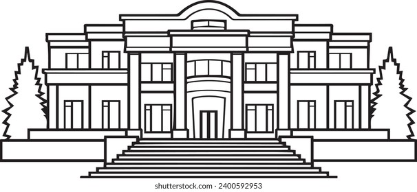 Luxury Mansion black and white only Simple vector 