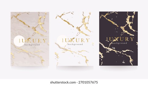 Conjunto de fondo de mármol de lujo con líneas doradas para un diseño de cubierta elegante