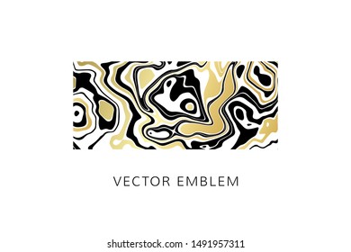 Luxury marble emblem. Vector illustration with golden stylish label and light texture.