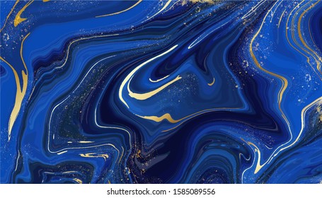 Luxury marble and gold abstract background texture. Aqua Menthe, Phantom Blue,Indigo ocean blue marbling with natural luxury style swirls of marble and gold powder.	