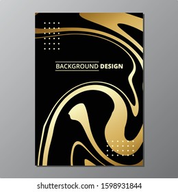 Luxury Marble Liquid Background Vector, Black Gold, Modern Texture