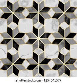 Luxury Marble Mosaic Star Tile Seamless Pattern