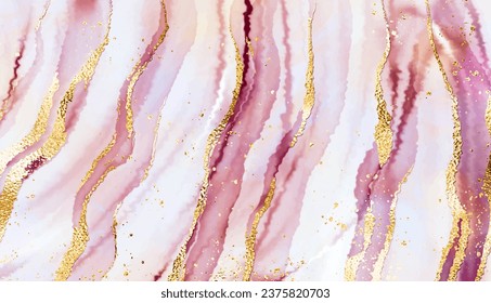 Luxury marble stone background texture design with gold waves and glitter splatter.
