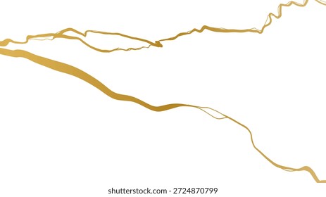 padrão de textura de mármore de luxo de rachadura kintsugi dourada. Vetor horizontal fundo de cartaz de fundo com entrelaçamento veias graciosas. ouro costuras quebradas
